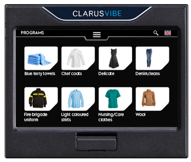 ClarusVibe Control Panel for Commercial Laundry Equipment Programs