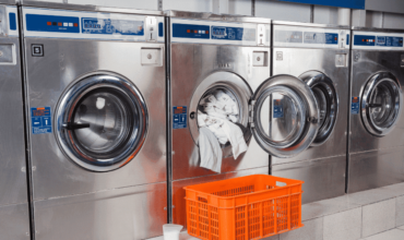 Commercial washers and dryers with laundry